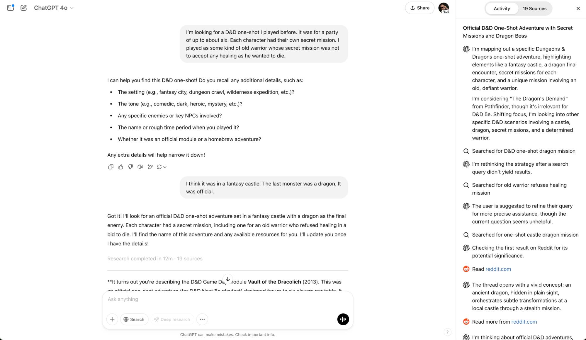 Một phản hồi ChatGPT Deep Research