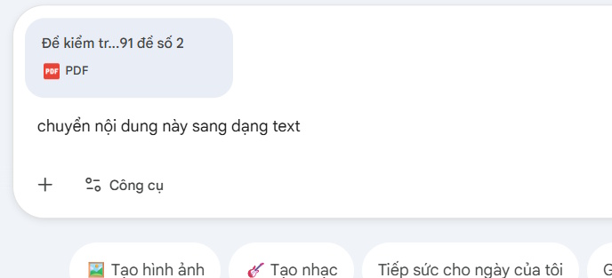 Chuyển nội dung PDF sang text trên Gemini
