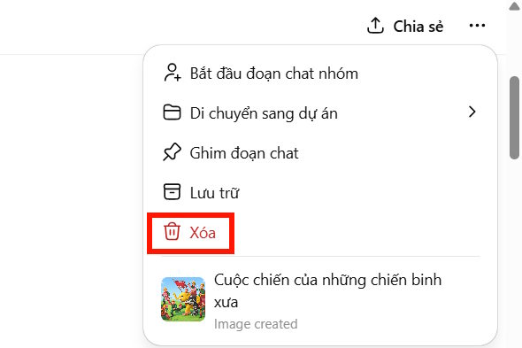 Xóa ảnh AI tạo trên ChatGPT