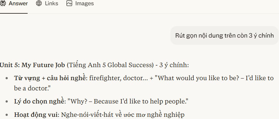 Rút ngắn nội dung trên Perplexity AI