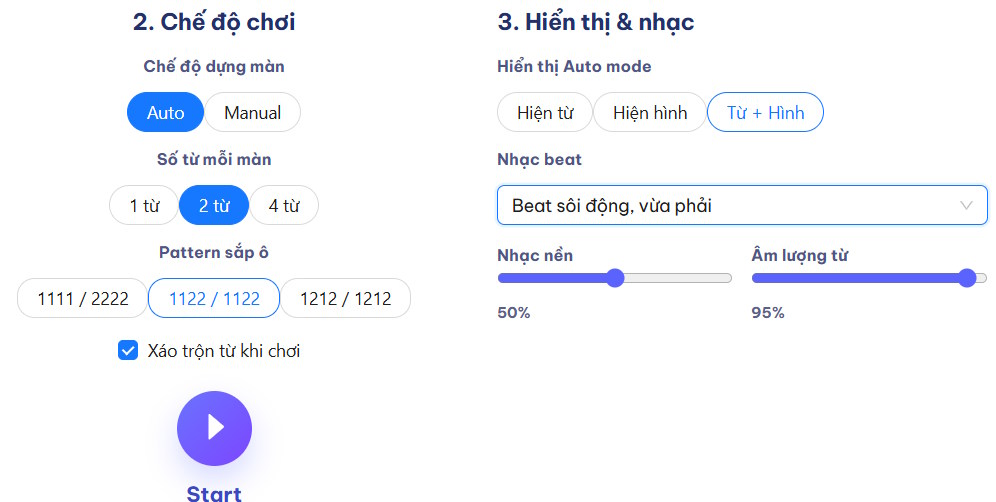 Danh sách từ trong trò chơi