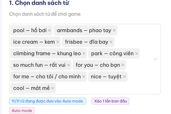 Danh sách từ vựng