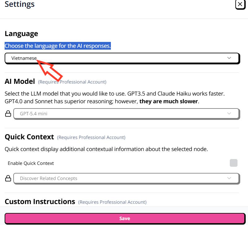 Chọn tiếng Việt trên Heuristica