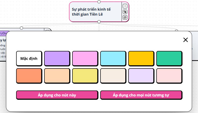 Chọn màu sắc sơ đồ tư duy trên Heuristica