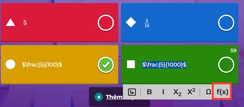 Chuyển định dạng công thức trên Kahoot 