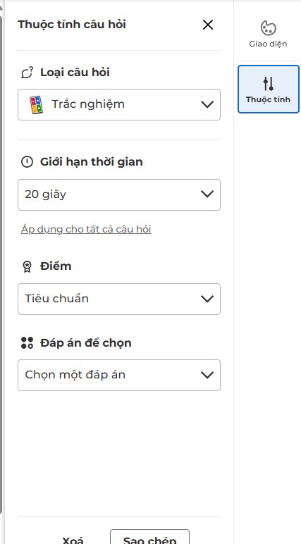 Chỉnh câu hỏi trên Kahoot 
