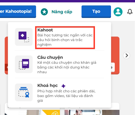 Tạo nội dung trên Kahoot