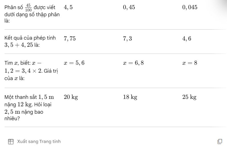 Câu hỏi Kahoot trên Gemini