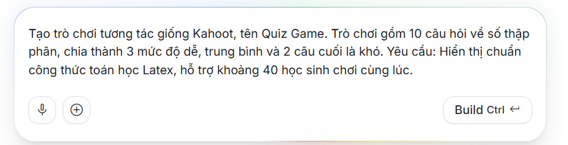 Prompt tạo trang web trò chơi