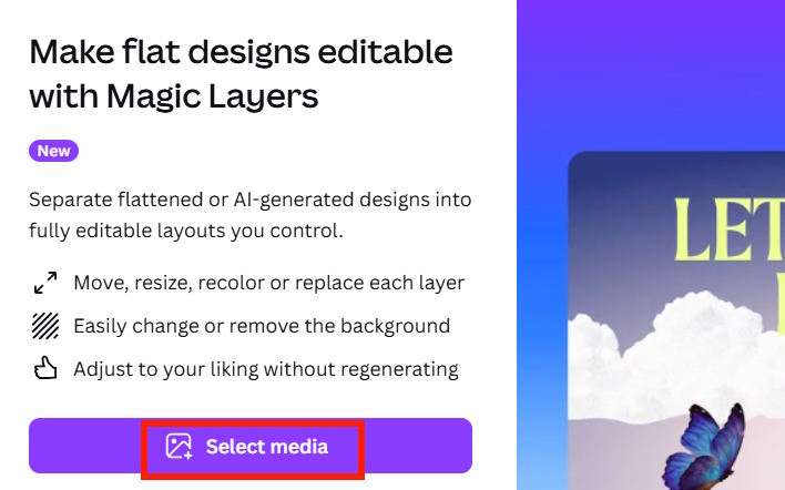 Sử dụng Select media trên Canva 
