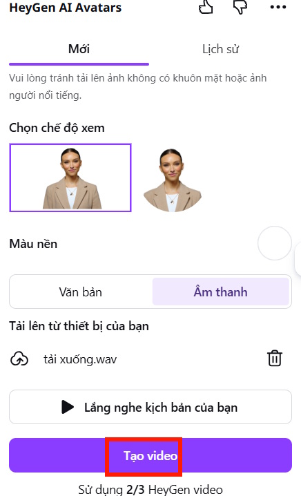 Lời thoại nhân vật trên HeyGen AI avatars 