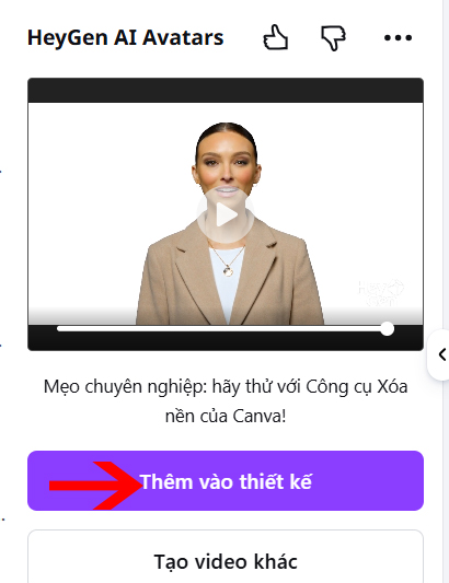 Thêm avatar AI vào video trên Canva