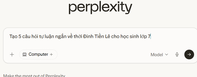 Perplexity AI tạo câu hỏi ôn tập