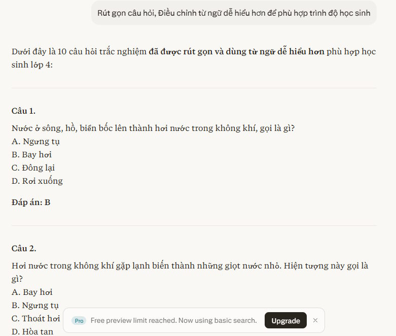 Perplexity AI câu hỏi trắc nghiệm