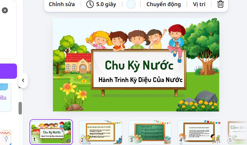 Slide tạo trên Canva AI