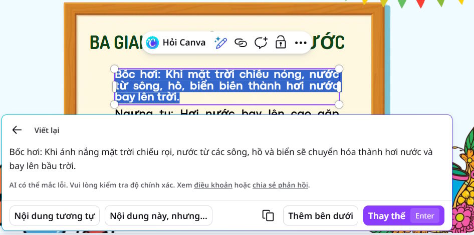 Dùng Magic Write  trong slide tạo trên Canva AI