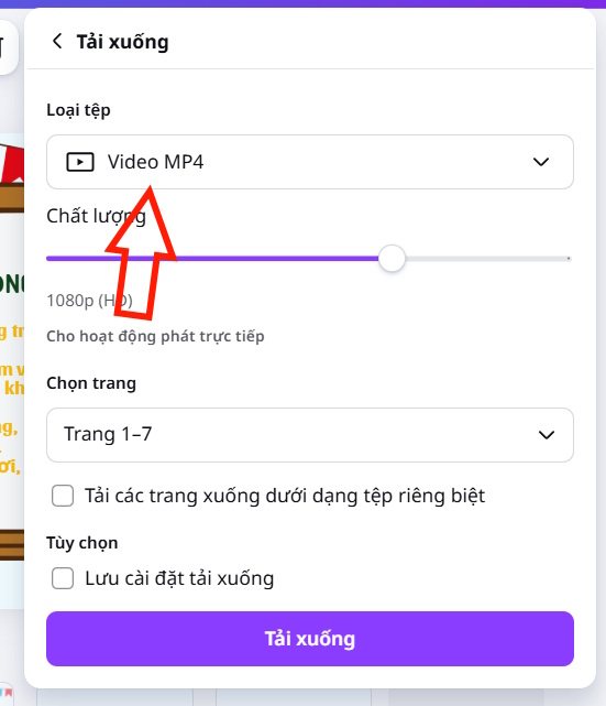 Tải video bài giảng trên Canva AI