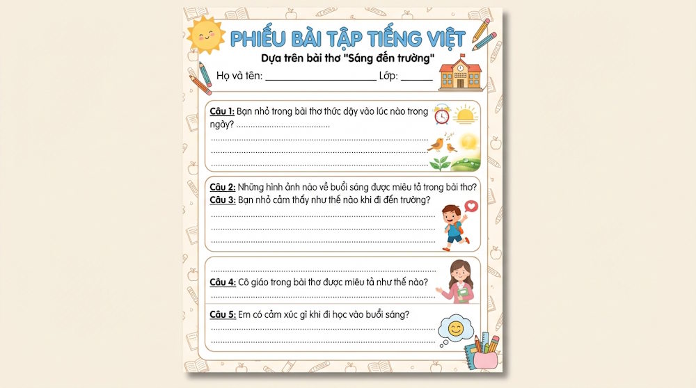 Ảnh phiếu bài tập trên Google Flow