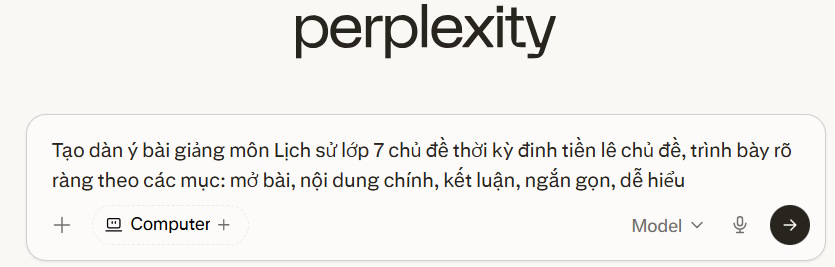Prompt tạo dàn ý bài giảng Perplexity