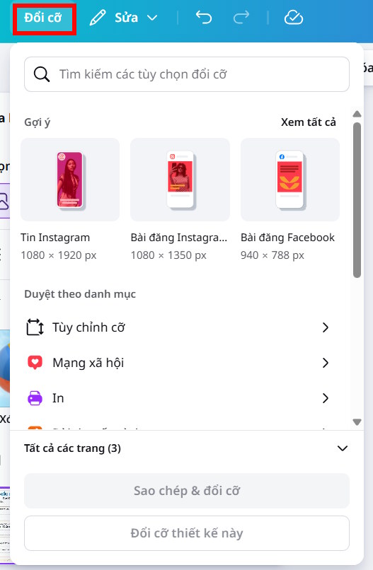 Đổi cỡ hàng loạt ảnh trên Canva