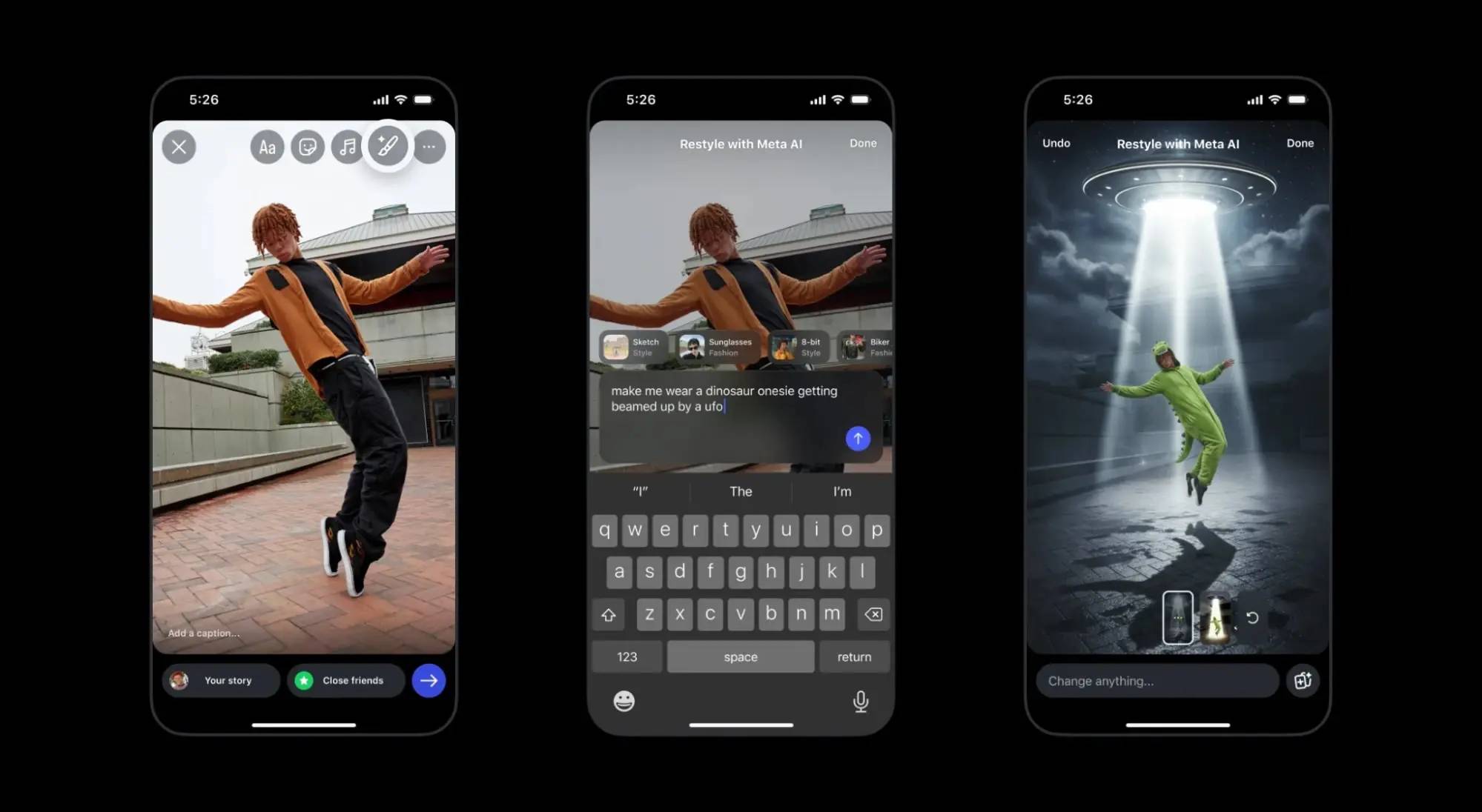 Tùy chọn "Restyle with Meta AI" trên Instagram
