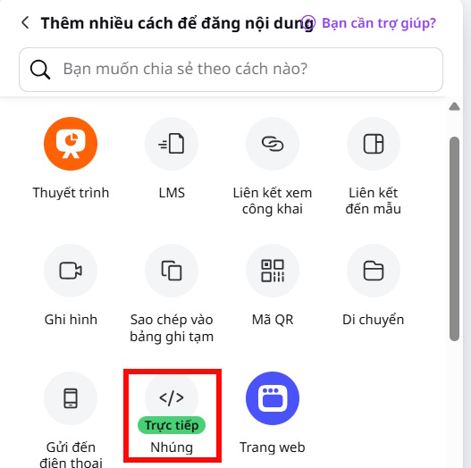 Nhúng thiết kế trên Canva