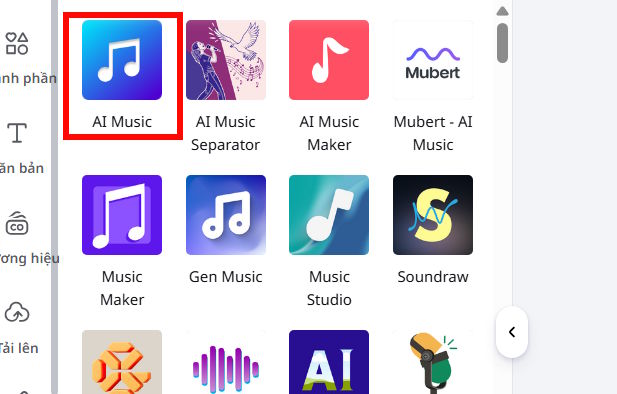 Sử dụng ứng dụng AI Music trên Canva 