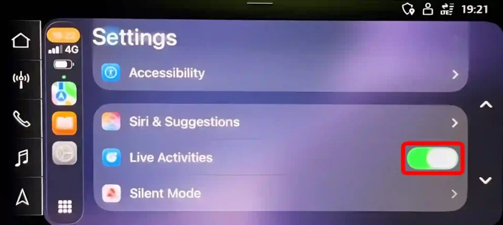 Kích hoạt Live Activities trên Car Play