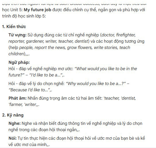 Mục tiêu bài giảng cụ thể trên NotebookLM