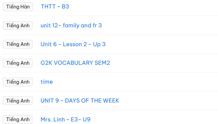 Unit học từ vựng