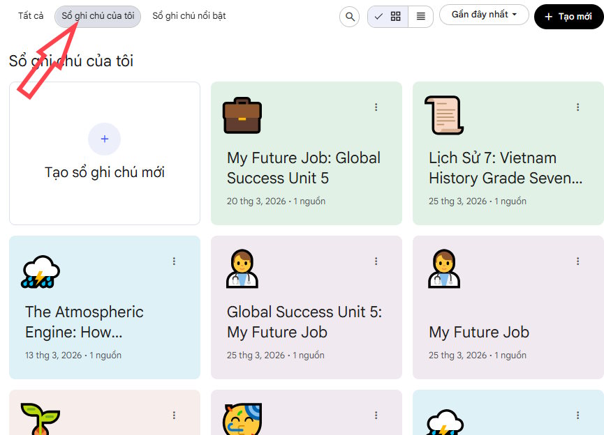 Sổ ghi chú bạn trên NotebookLM