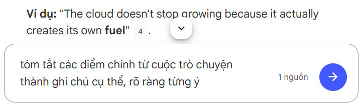 Tóm tắt điểm chính trong NotebookLM