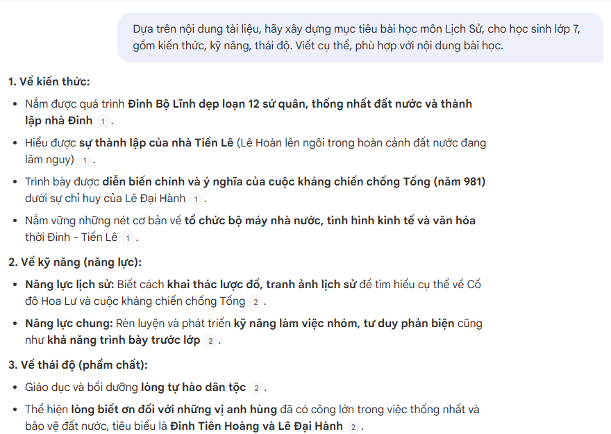 Prompt xây dung mục tiêu theo môn học cụ thể NotebookLM