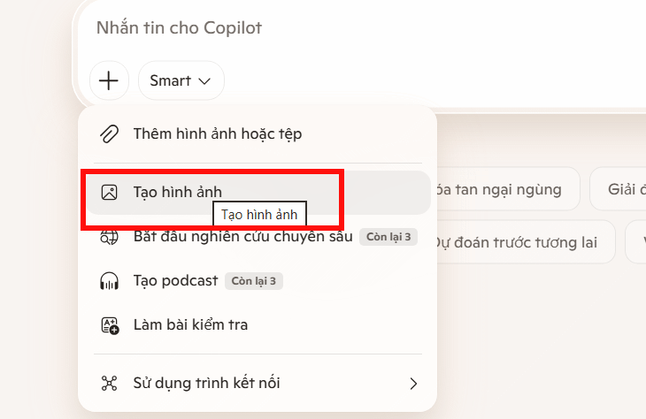 Chế độ tạo ảnh trên Copilot