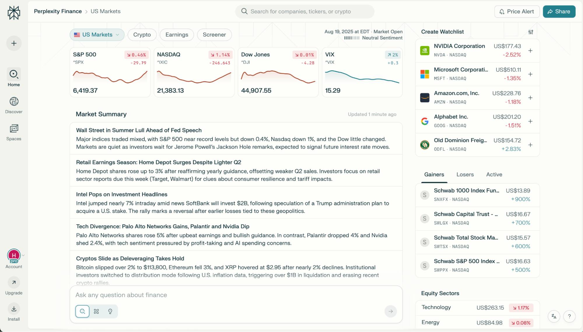 Tìm kiếm với Perplexity Finance