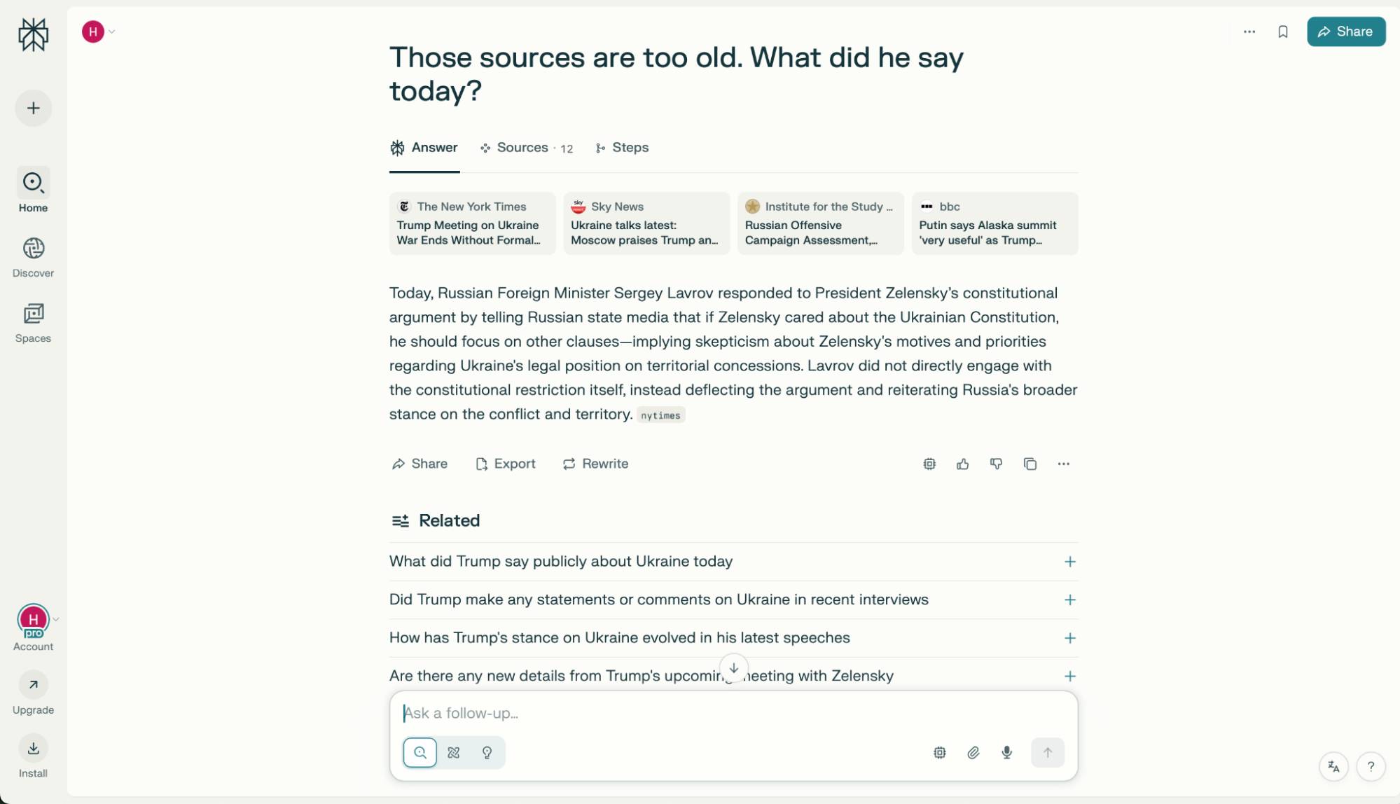 Thông báo cho Perplexity rằng nguồn thông tin của nó quá cũ