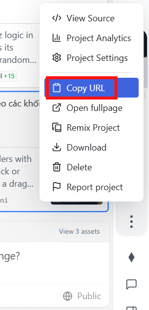 Sao chép URL mô hình trên Websim