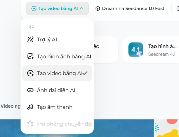 Tạo video bằng AI trên Dreamina AI