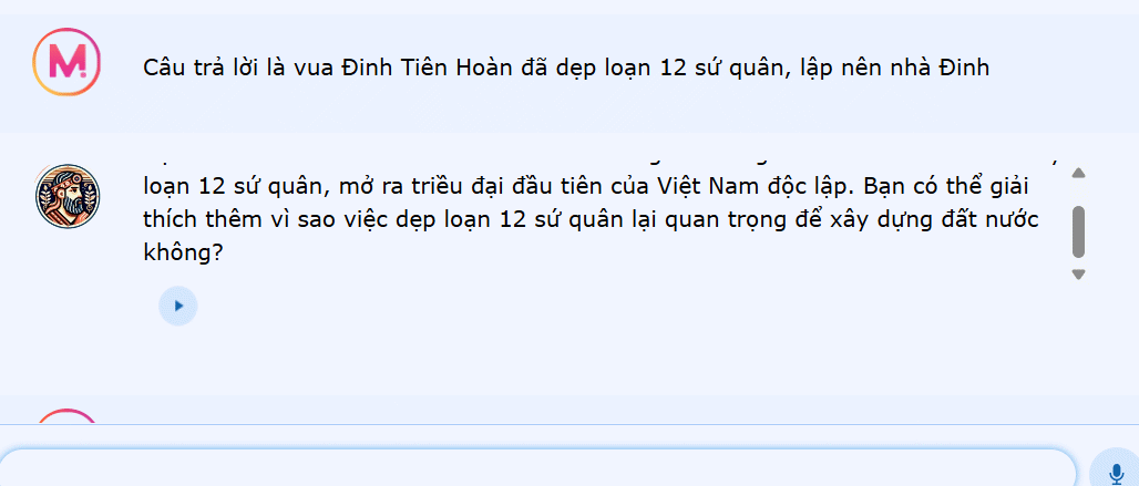 Dùng Chatbot ôn tập trên Mizou