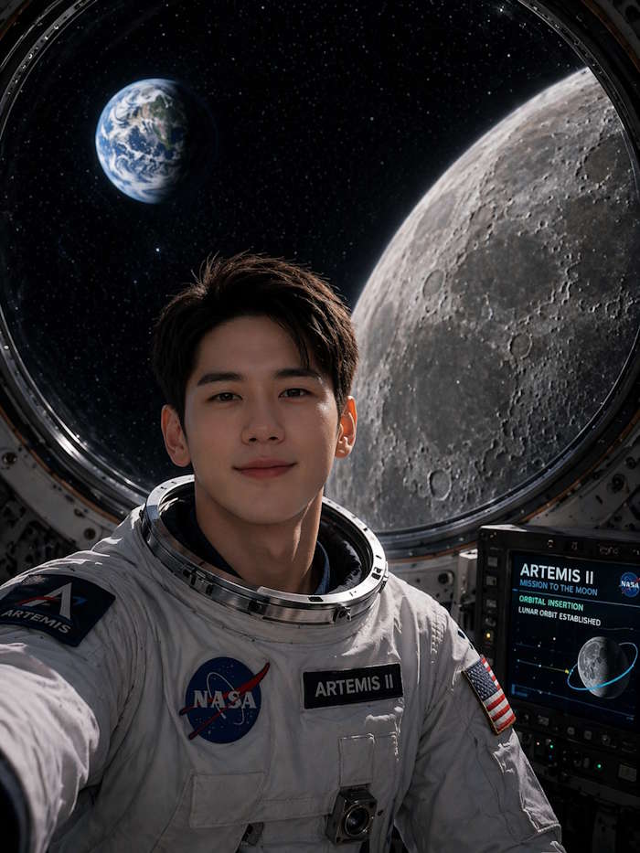 Prompt 1: Chụp ảnh với tàu không gian