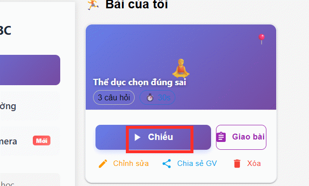 Chiếu trò chơi thể dục ABC