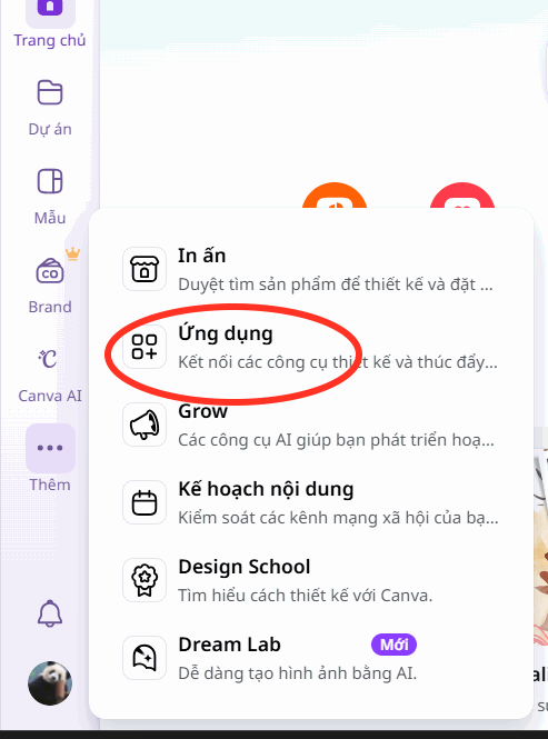 Ứng dụng trên Canva
