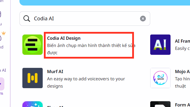 Ứng dụng Codia AI Canva