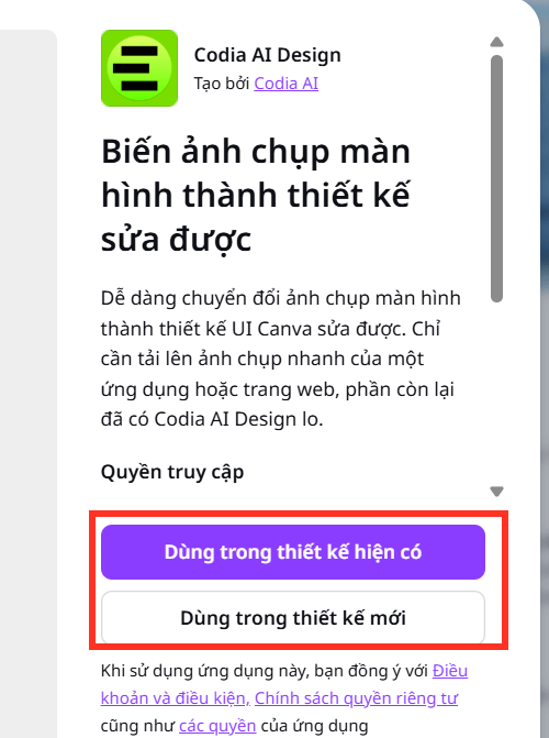 Dùng ứng dụng Codia AI Canva