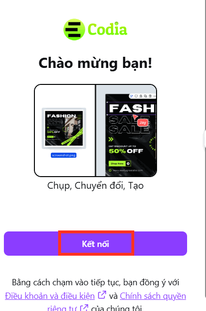 Kết nối với Codia AI Canva