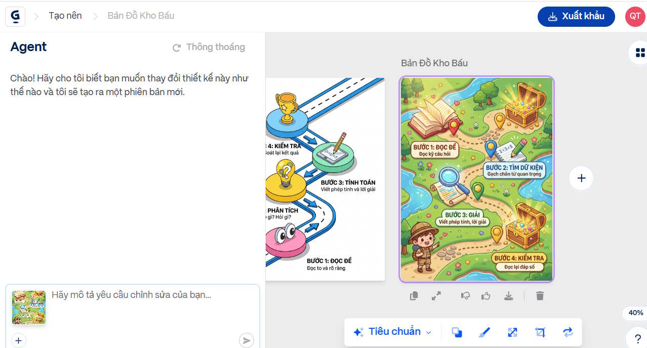 Giao diện chỉnh sửa Infographic tạo trên Gamma