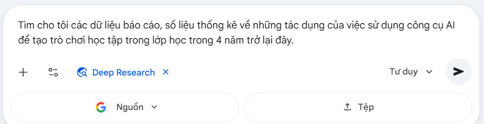 Mẫu prompt tìm báo cáo chế độ Deep Research Gemini