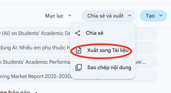 Xuất đề tài trên Gemini