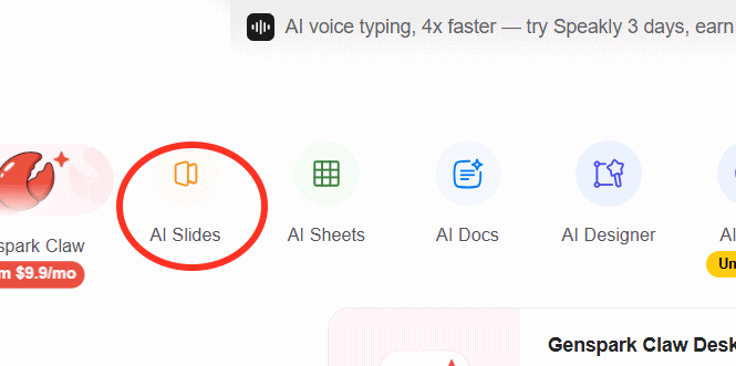 AI Slides trên Genspark AI