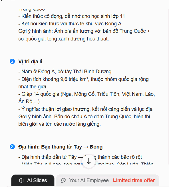 Nội dung Slides trên Genspark AI